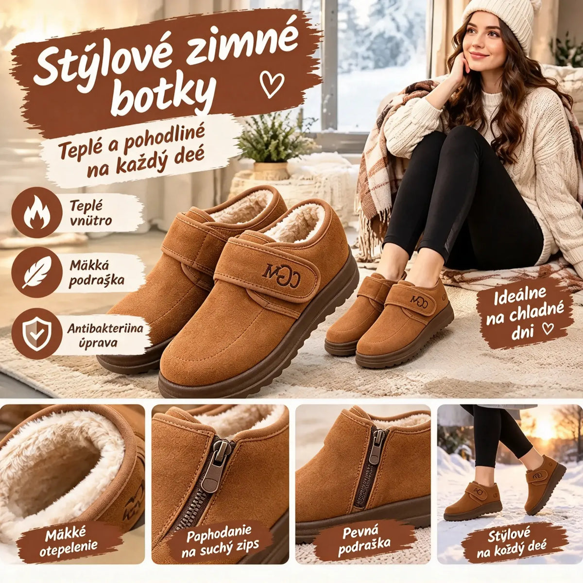 🏆49%OFF🔥【36-41】Módne nové zimné krátke čižmy pre ženy s mäkkým snehovým dezénom