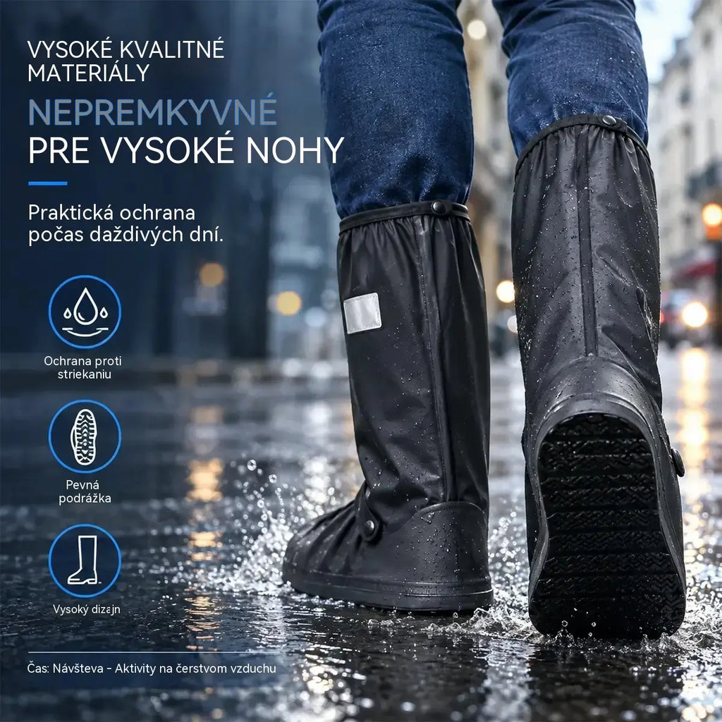 ☔Najlepšia ochrana pred dažďom! Vysoké nepremokavé obaly na obuv (výška 40 cm)! Hrubá protisklzová podrážka · Odolné PVC · K dispozícii v čiernej a priehľadnej farbe!