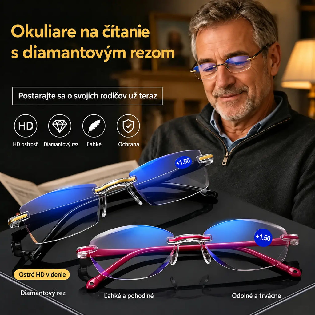 1 pár za 19 € 🧐👓️ Elegantné okuliare na čítanie s ochranou proti modrému svetlu; bezrámový dizajn, ktorý znižuje únavu očí a predchádza vzniku krátkozrakosti; vhodné pre mužov aj ženy.