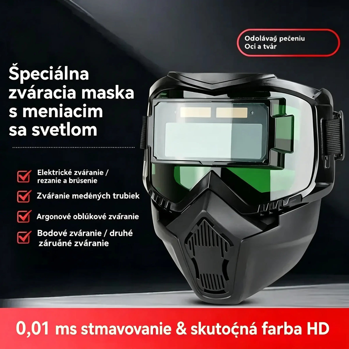🔥😎Plne automatická zváračská kukla s prepínaním svetiel a ochrannou maskou na hlavu pre zváračov