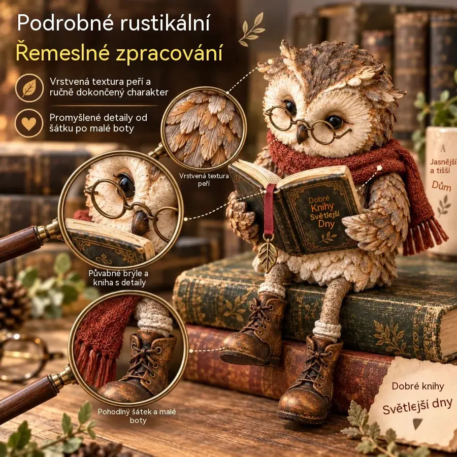 💥 Zľava 50% po obmedzenú dobu! 🦉 Rozkošná figúrka sovy, ktorá číta