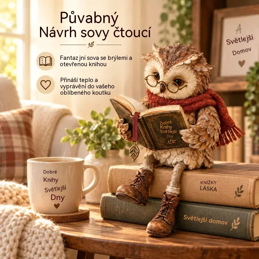 💥 Zľava 50% po obmedzenú dobu! 🦉 Rozkošná figúrka sovy, ktorá číta