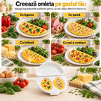 🍳 Dokonalé raňajky za pár minút! Nádoba na prípravu omeliet v mikrovlnnej rúre 🥚 | 2 priehradky · Nepriľnavý materiál vhodný na styk s potravinami · Odnímateľné pánty pre jednoduché čistenie · Rýchla príprava bez potreby oleja