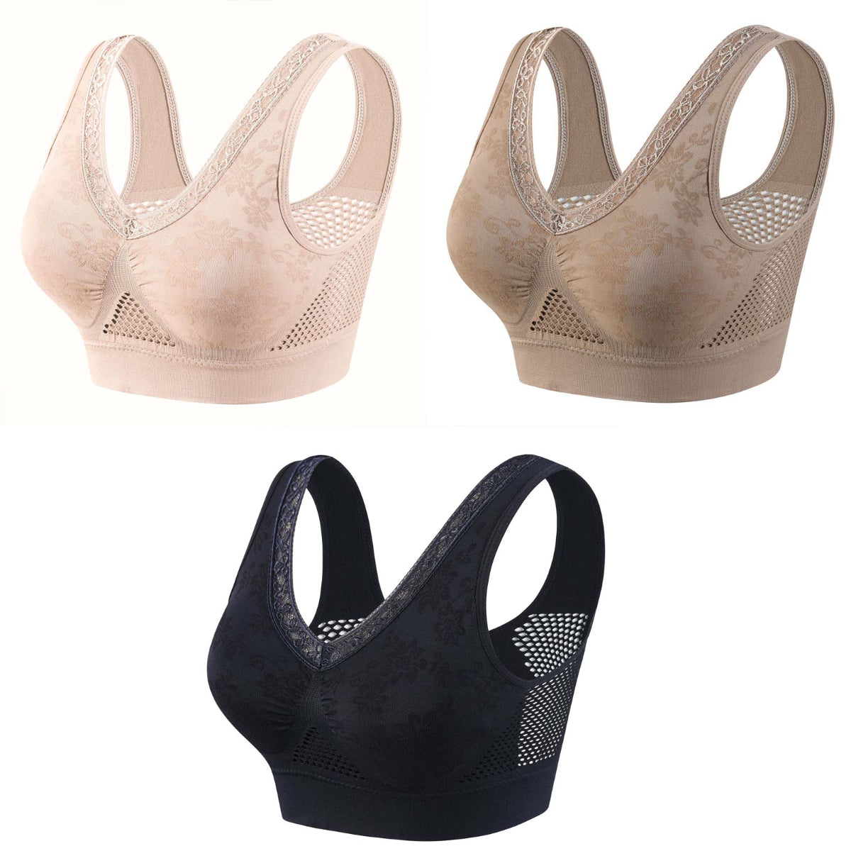 【Balenie 3 kusov】Čipková podprsenka s vysokou oporou a bez kostic pre ženy